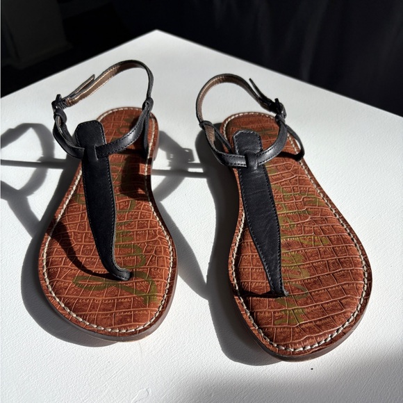 Sam Edelman Black Leather Thong Sandals~Womens 8.5 - Picture 3 of 7